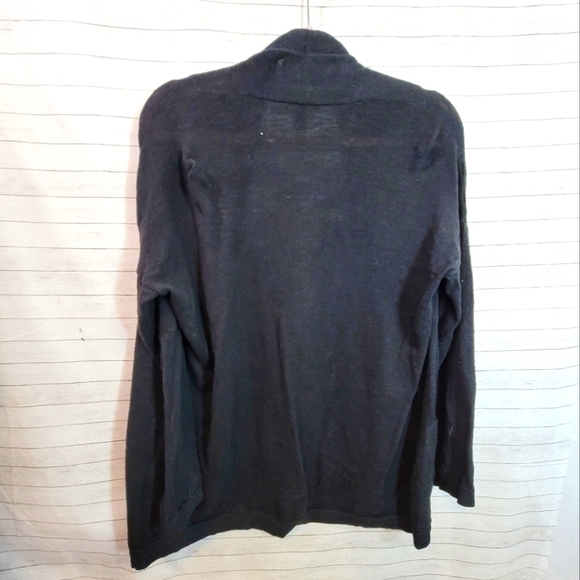 EILEEN FISHER ORGANIC LINEN BLACK OPEN FRONT CARDIGAN, SZ PETITE MEDIUM - Picture 8 of 15